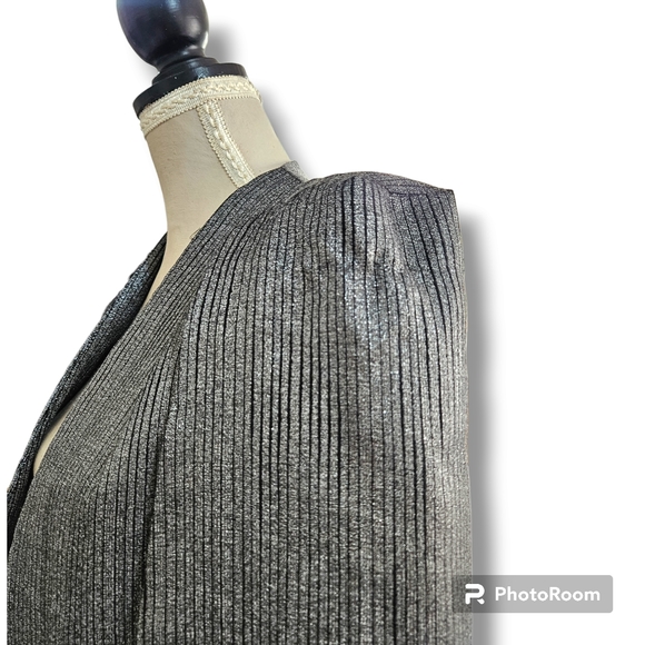 Lavish Alice | Rare | Metallic and Stripe Collarless Cape Blazer | Size 10 - Picture 9 of 13